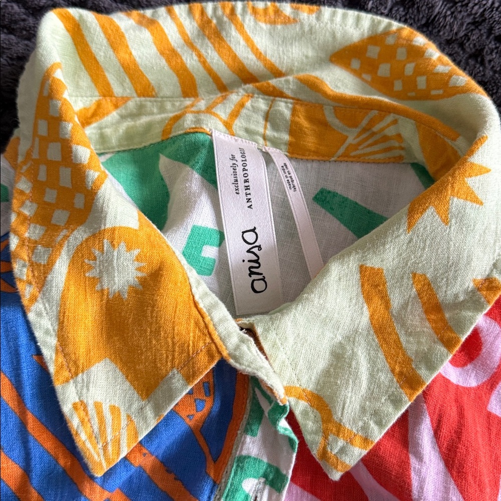 Anisa Exclusively by Anthropologie Colorful Graphic Button Down Shirt - Picture 11 of 11